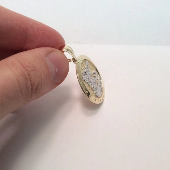 10K YELLOW REAL GOLD SOLID MEN'S SAINT MICHAEL ARCHANGEL DEVIL MEDALLION 4.5gr - Picture 7 of 8